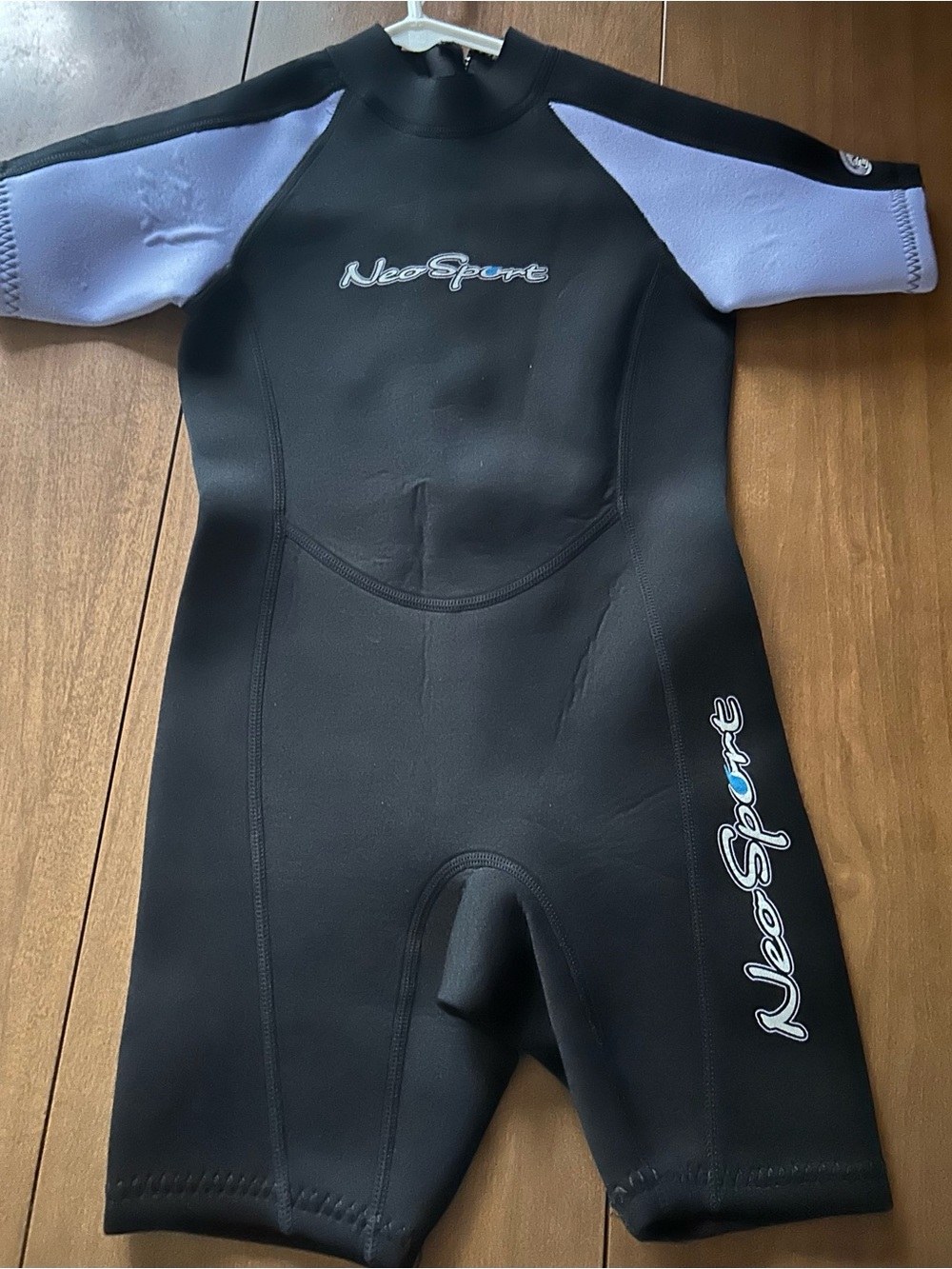 Kids Size 6 Shorty Wetsuit - Black with Lavender Sleeves